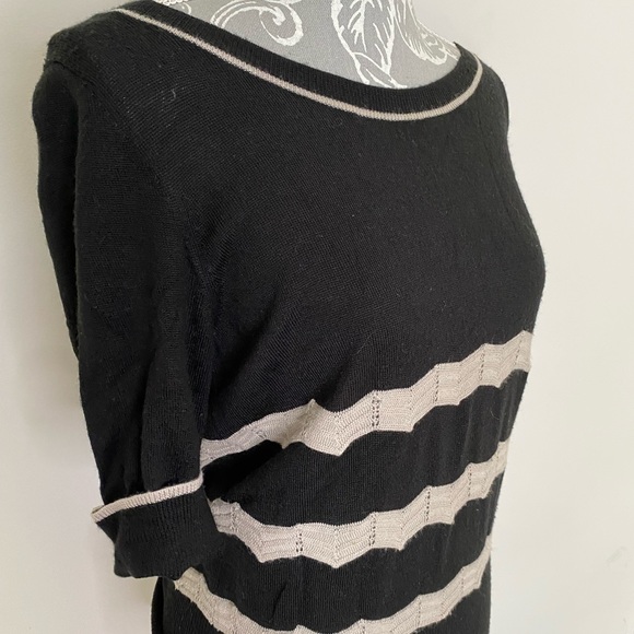 Monsoon fine knit wool mix jumper in black and taupe size medium - Picture 4 of 6